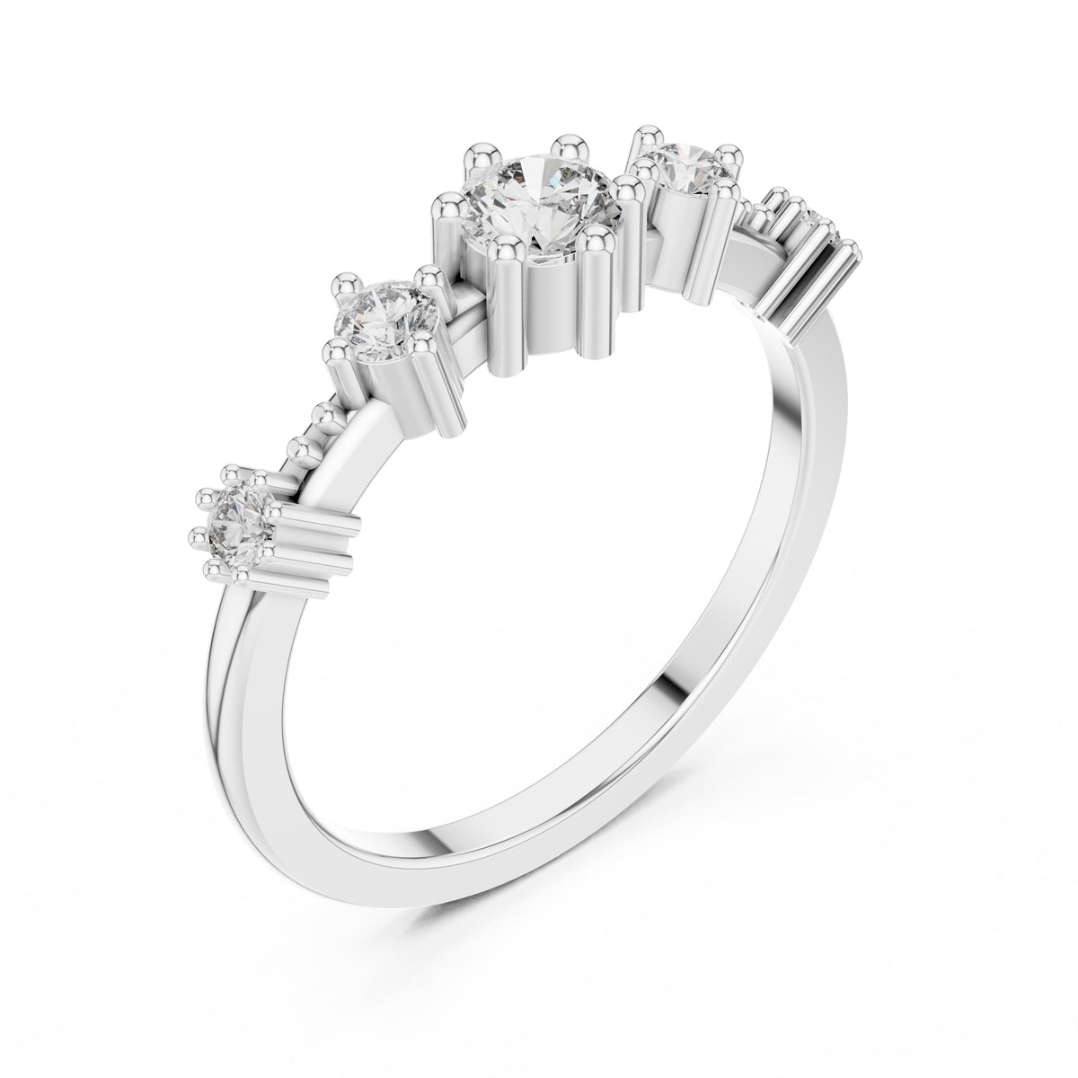 Graduated Five-Stone Minimalist Ring White Gold