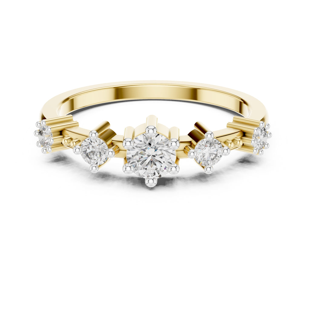 Graduated Five-Stone Minimalist Ring Yellow Gold