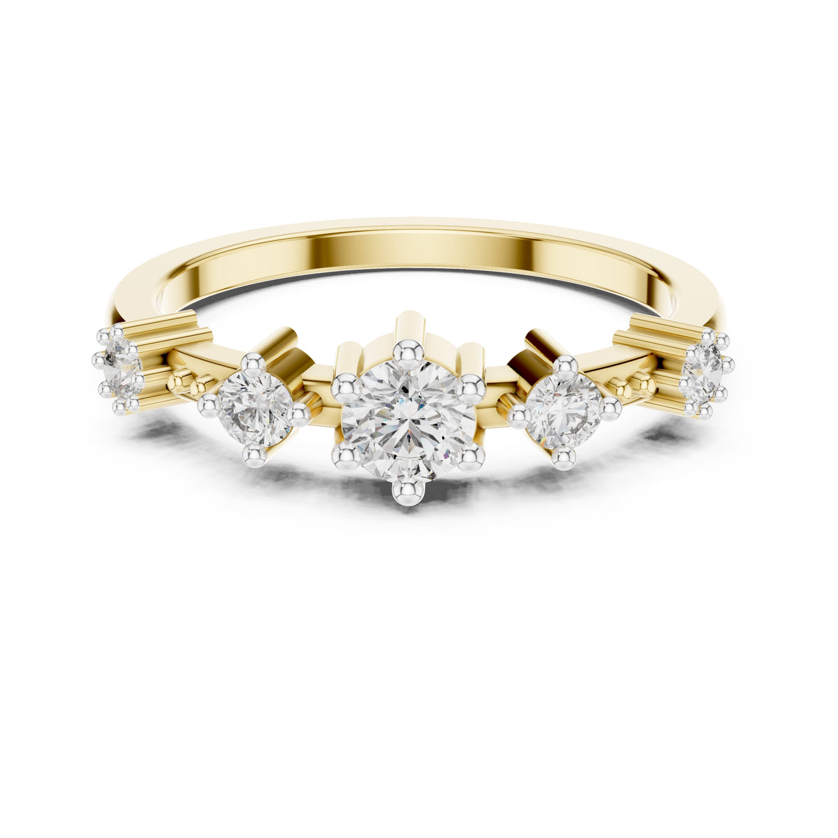 Graduated Five-Stone Minimalist Ring Yellow Gold