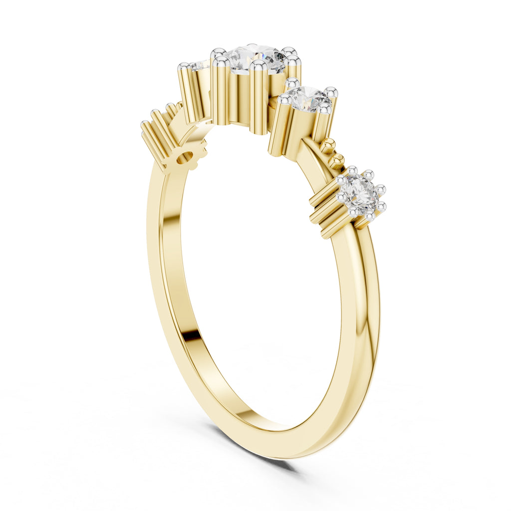 Graduated Five-Stone Minimalist Ring Yellow Gold