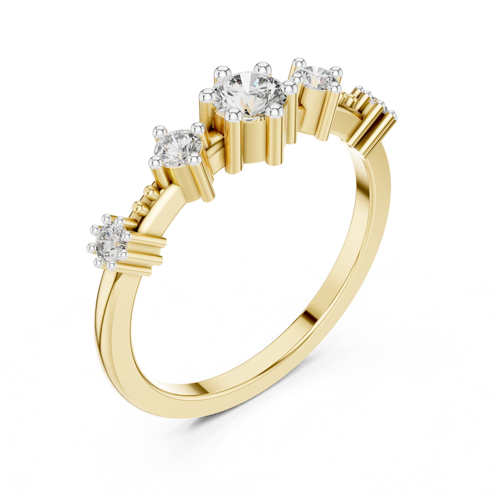Graduated Five-Stone Minimalist Ring Yellow Gold