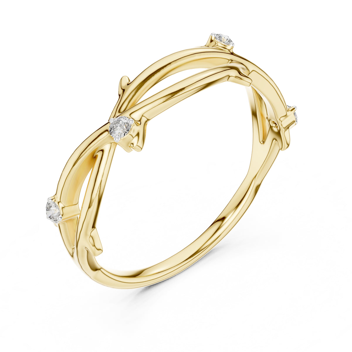 Enchanted Twig Minimalist Ring Yellow Gold