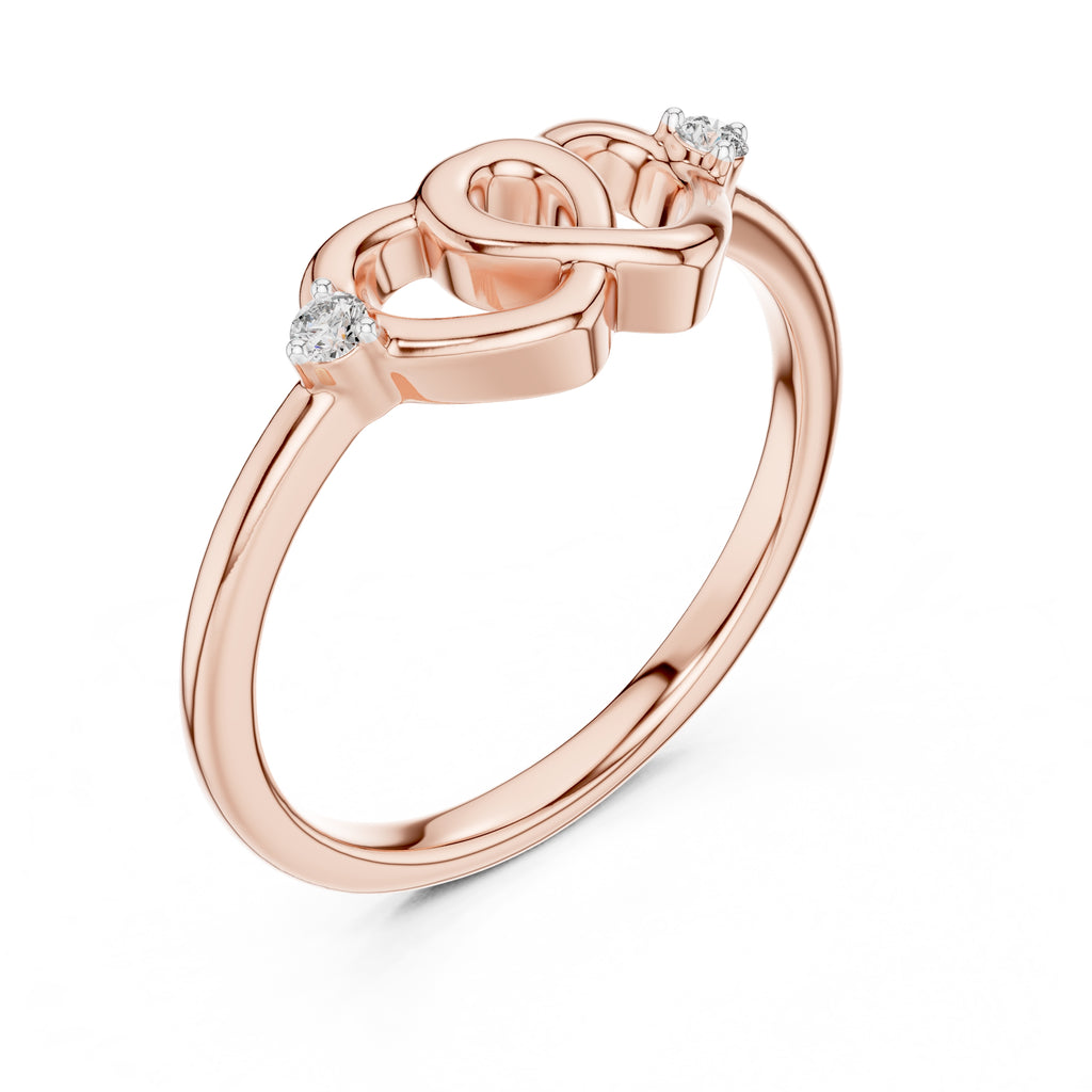 Intertwined Hearts Minimalist Ring Rose Gold