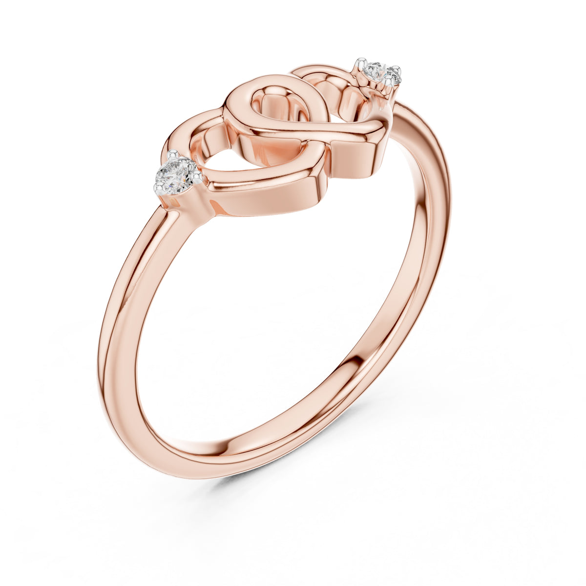 Intertwined Hearts Minimalist Ring Rose Gold