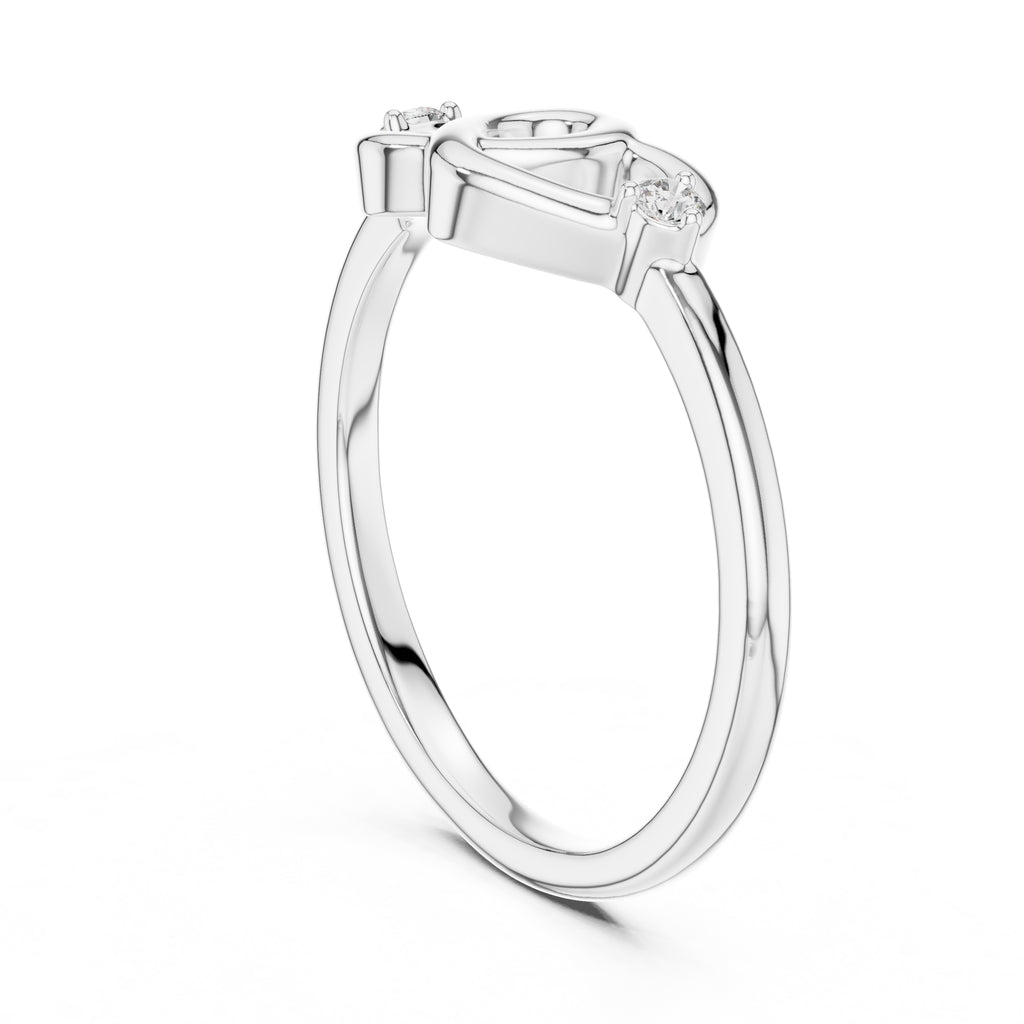Intertwined Hearts Minimalist Ring White Gold