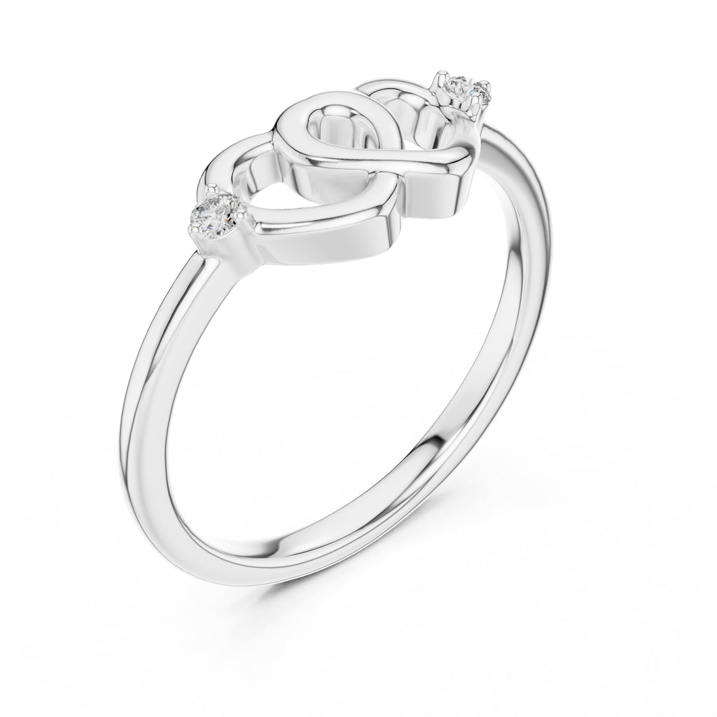 Intertwined Hearts Minimalist Ring White Gold