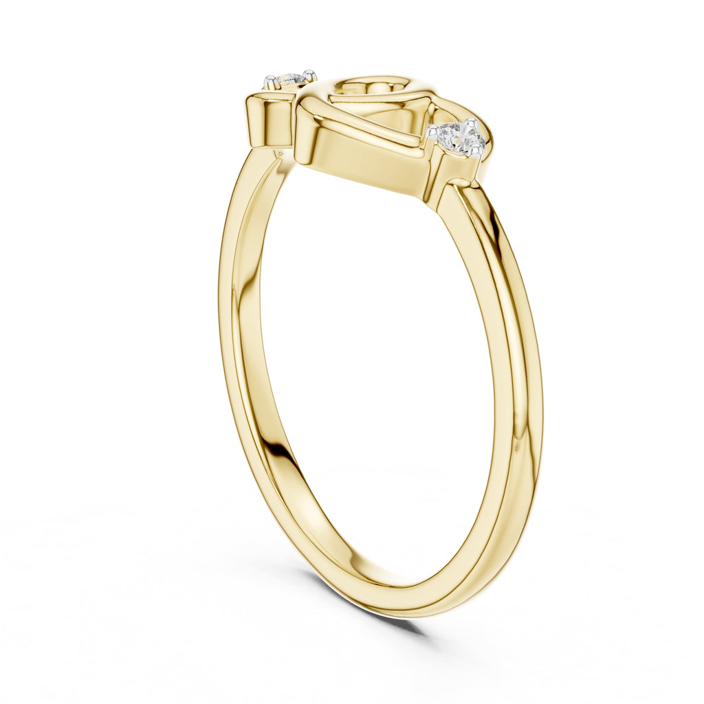Intertwined Hearts Minimalist Ring Yellow Gold