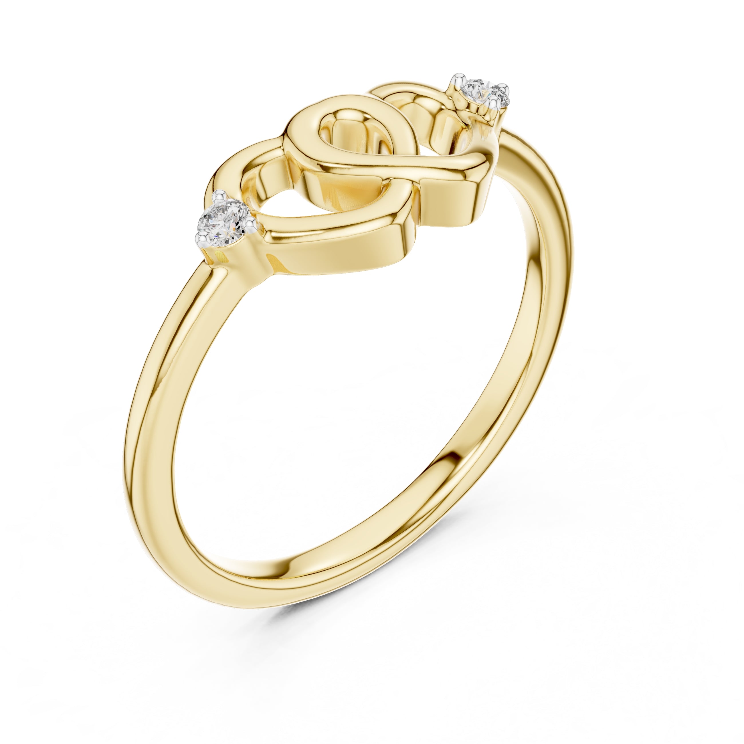 Intertwined Hearts Minimalist Ring Yellow Gold