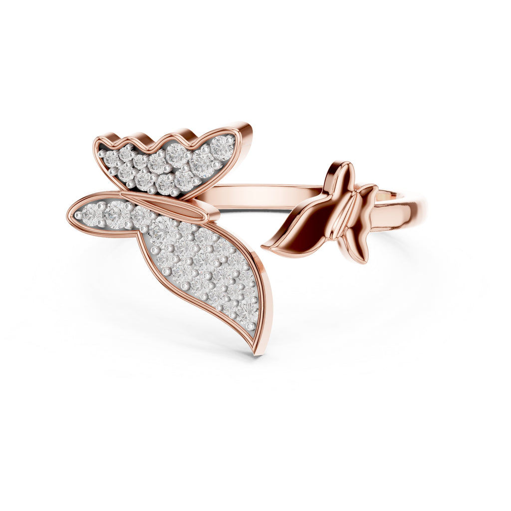 Pavé Butterfly Open Ring Rose Gold