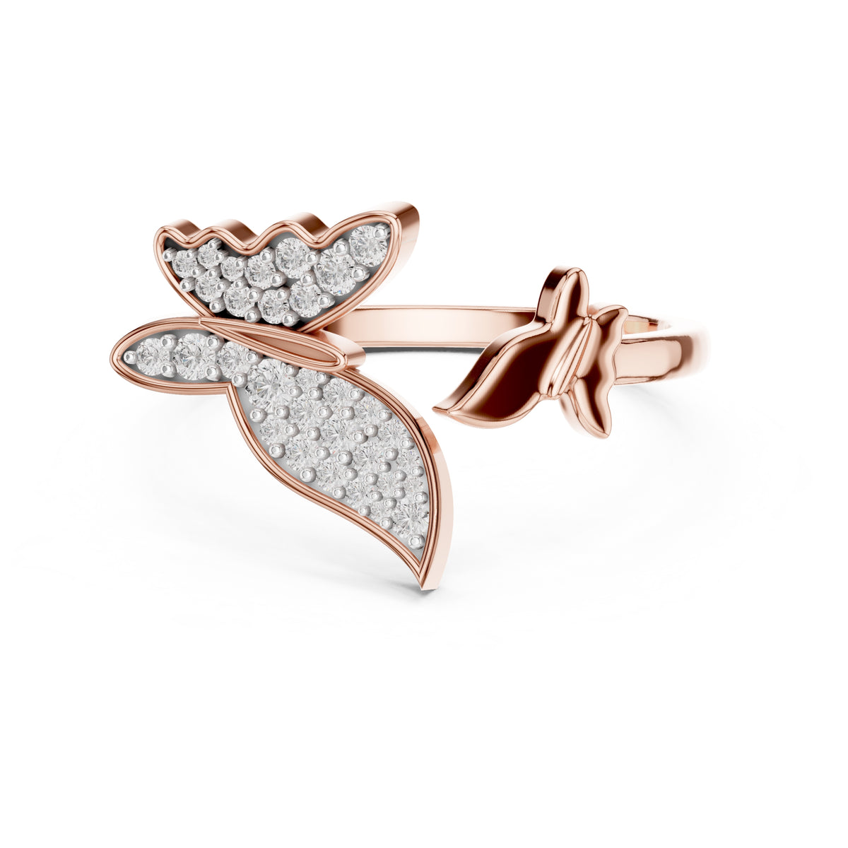 Pavé Butterfly Open Ring Rose Gold