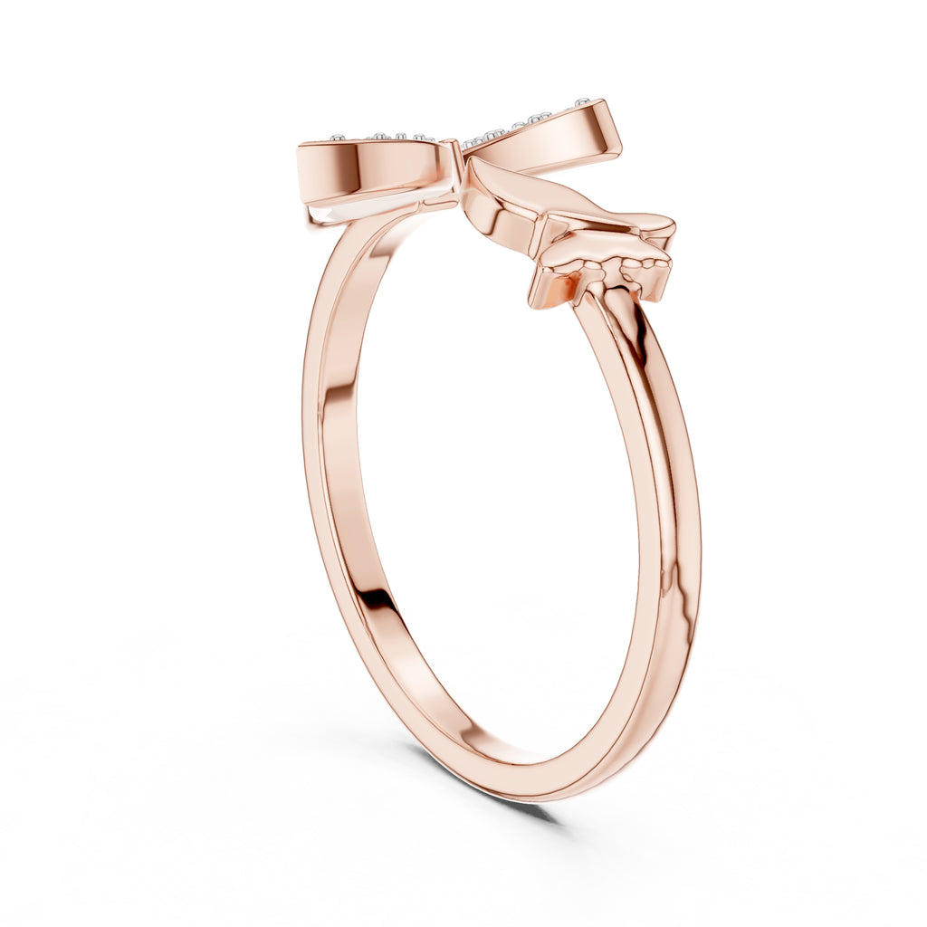 Pavé Butterfly Open Ring Rose Gold