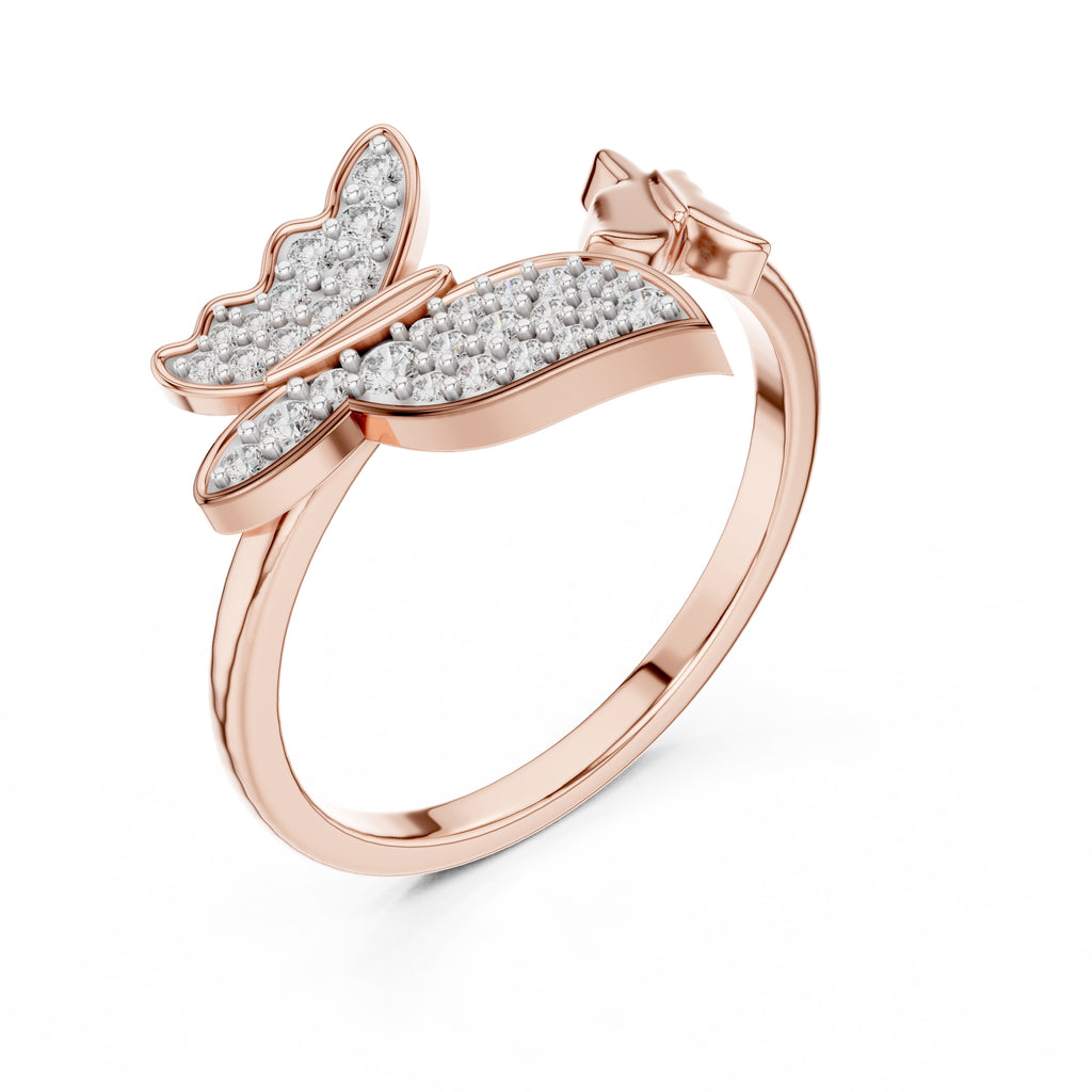 Pavé Butterfly Open Ring Rose Gold