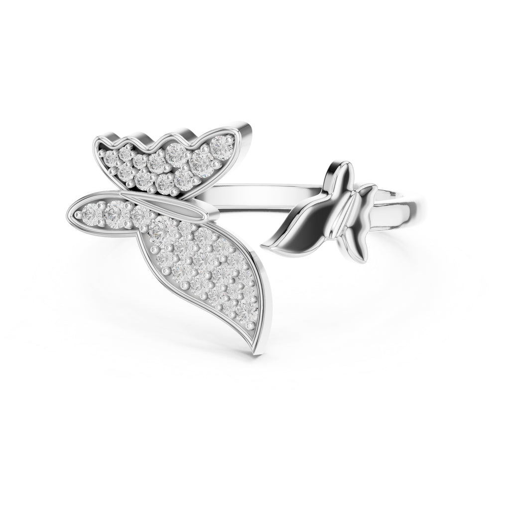 Pavé Butterfly Open Ring White Gold