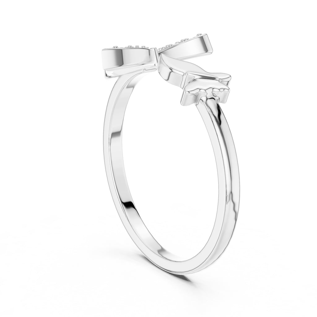 Pavé Butterfly Open Ring White Gold