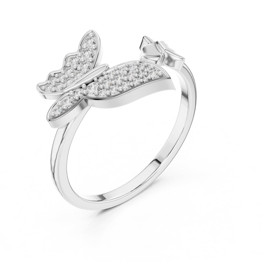 Pavé Butterfly Open Ring White Gold