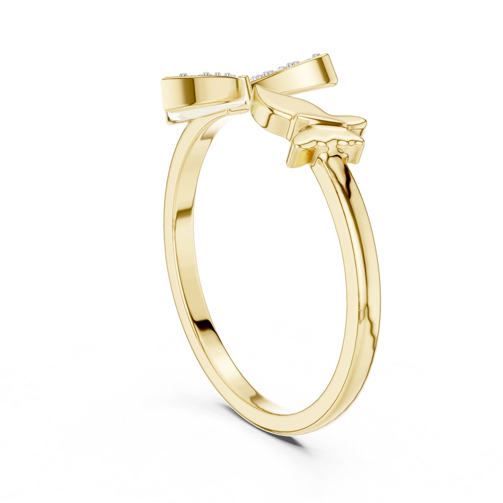 Pavé Butterfly Open Ring Yellow Gold