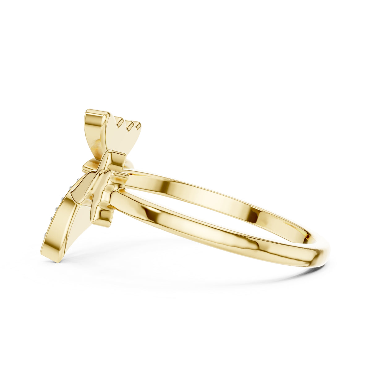 Pavé Butterfly Open Ring Yellow Gold