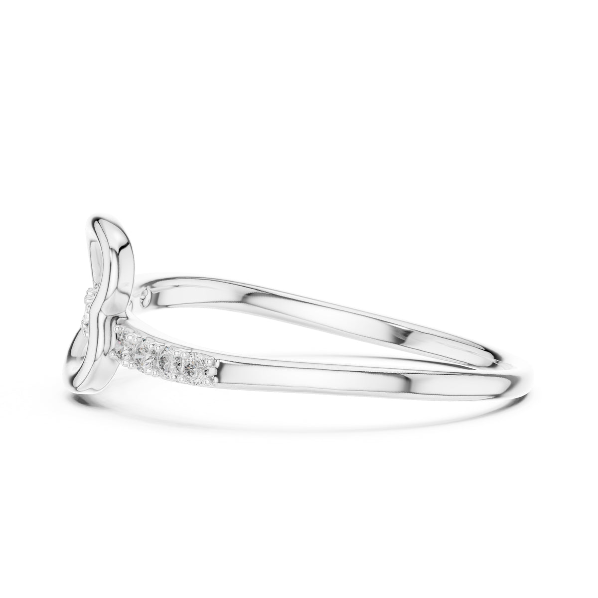 Heart-Pierced Pavé Minimalist Ring White Gold
