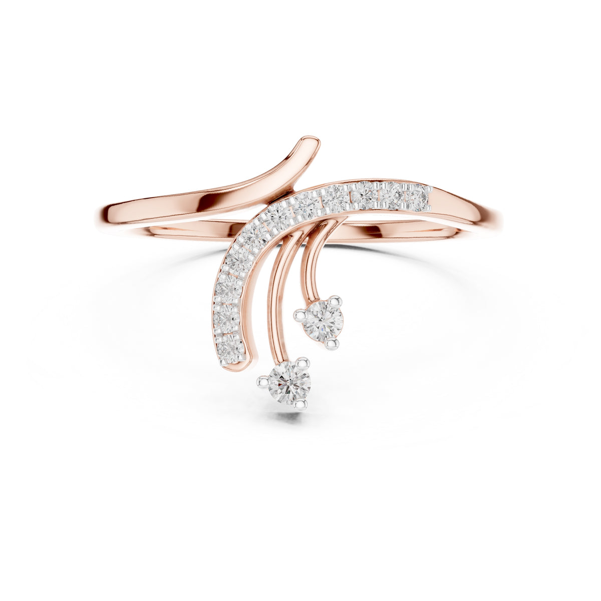 Cascading Waterfall Statement Ring Rose Gold