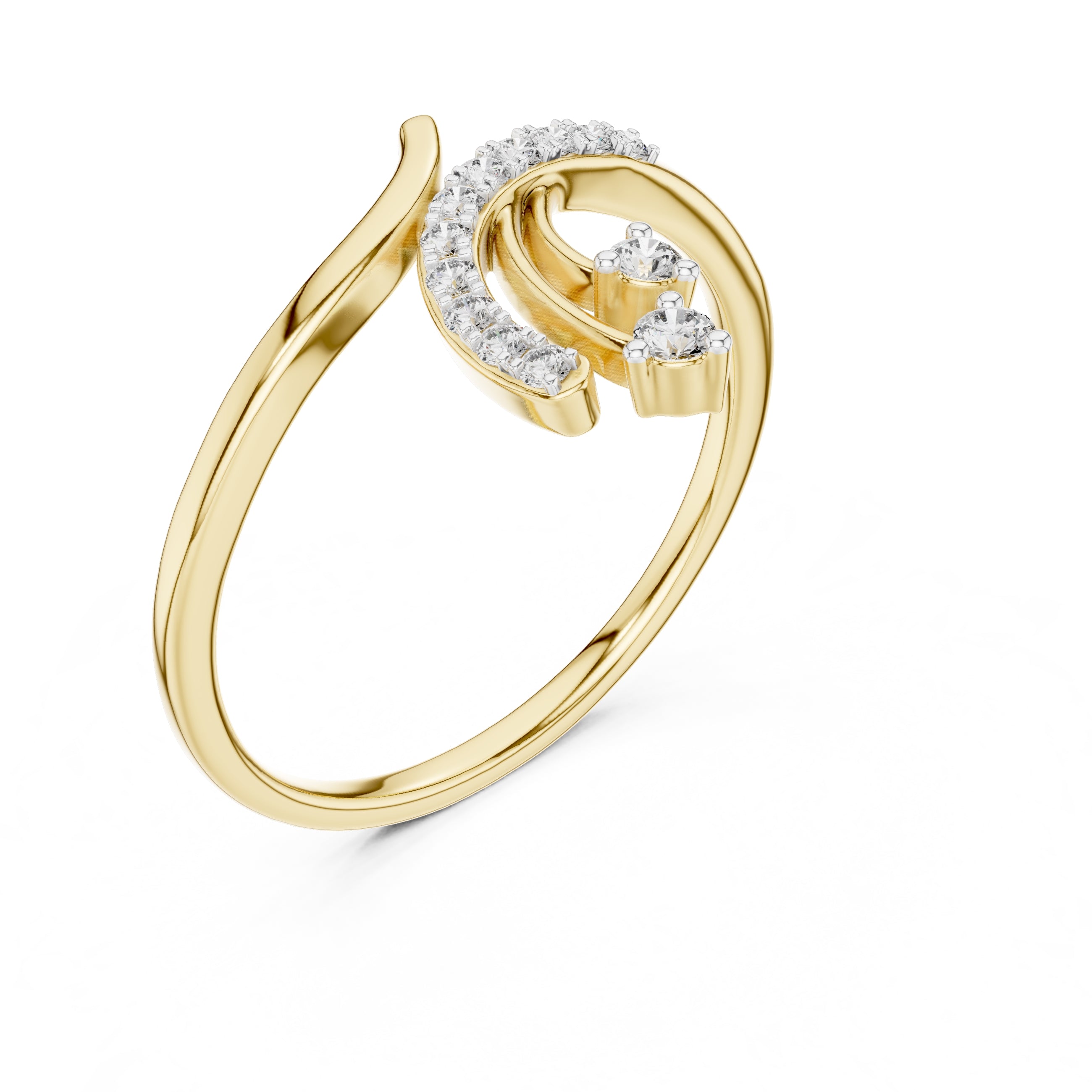 Cascading Waterfall Statement Ring Yellow Gold