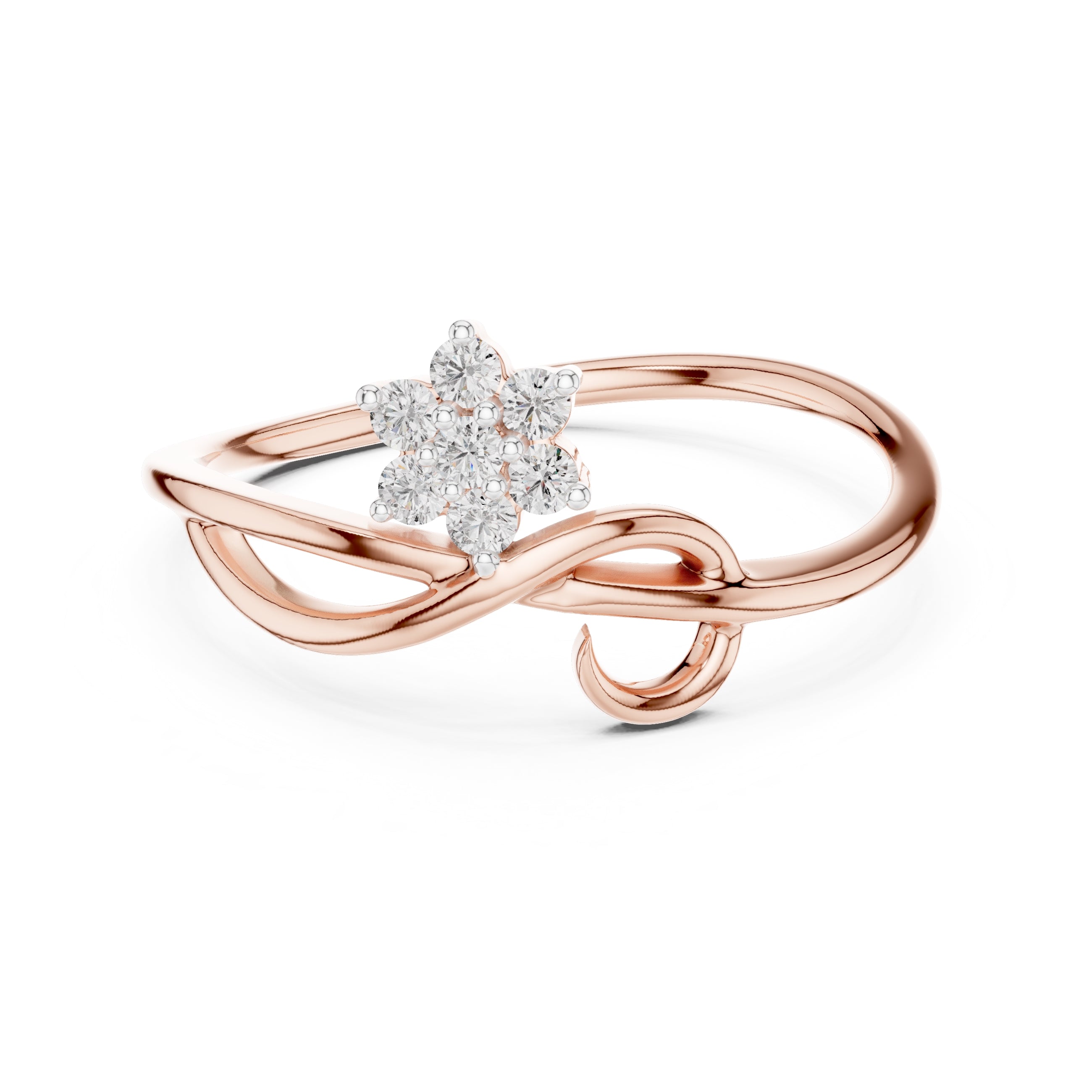 Blossom Cluster Swirl Minimalist Ring Rose Gold