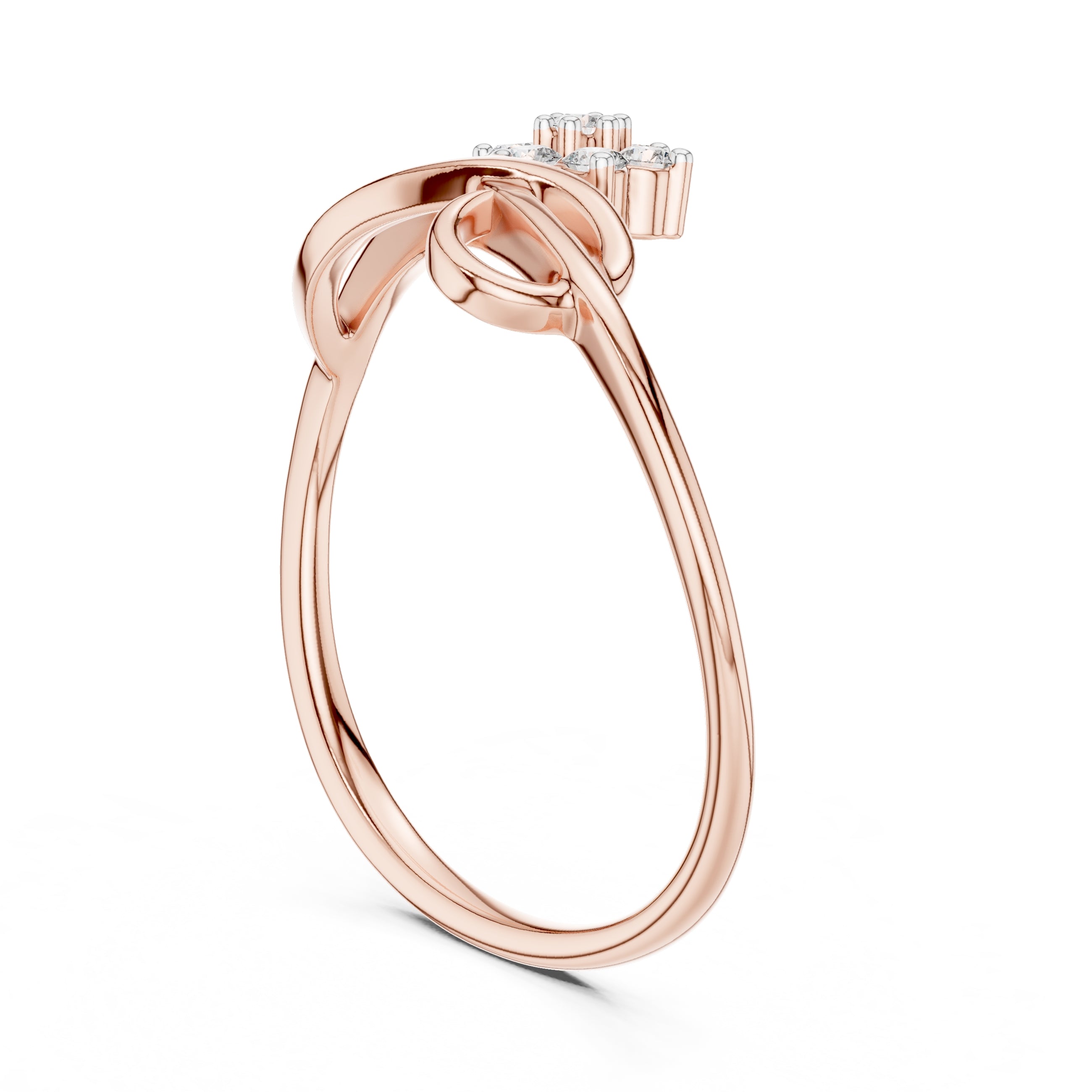 Blossom Cluster Swirl Minimalist Ring Rose Gold