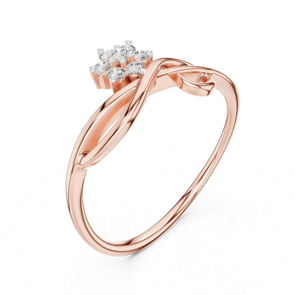 Blossom Cluster Swirl Minimalist Ring Rose Gold