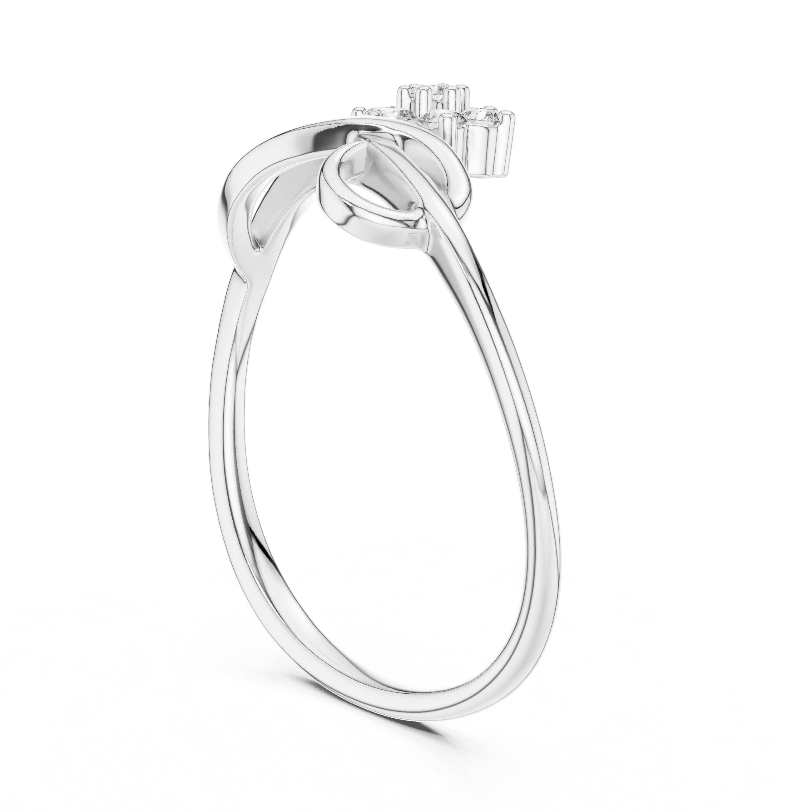 Blossom Cluster Swirl Minimalist Ring White Gold