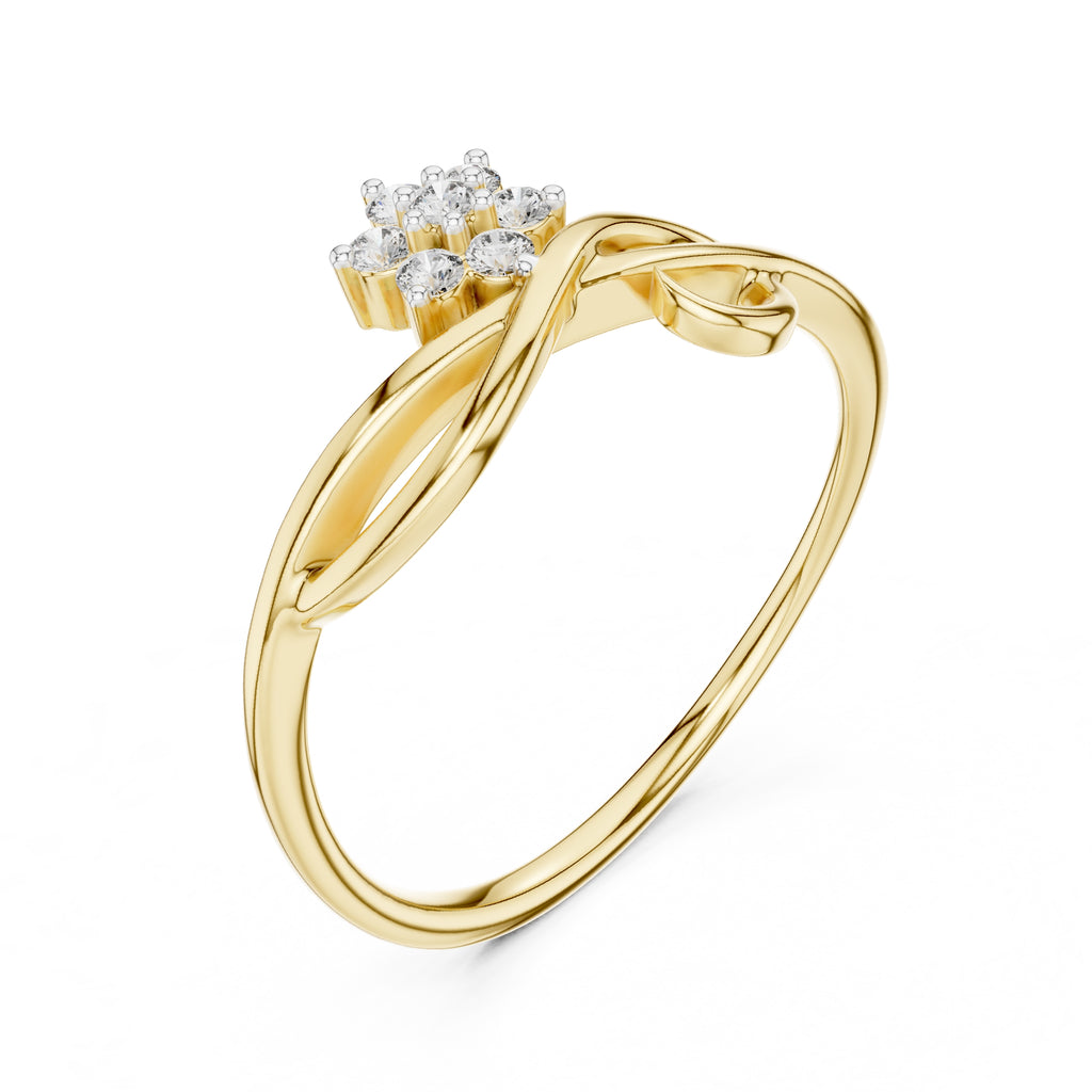 Blossom Cluster Swirl Minimalist Ring Yellow Gold