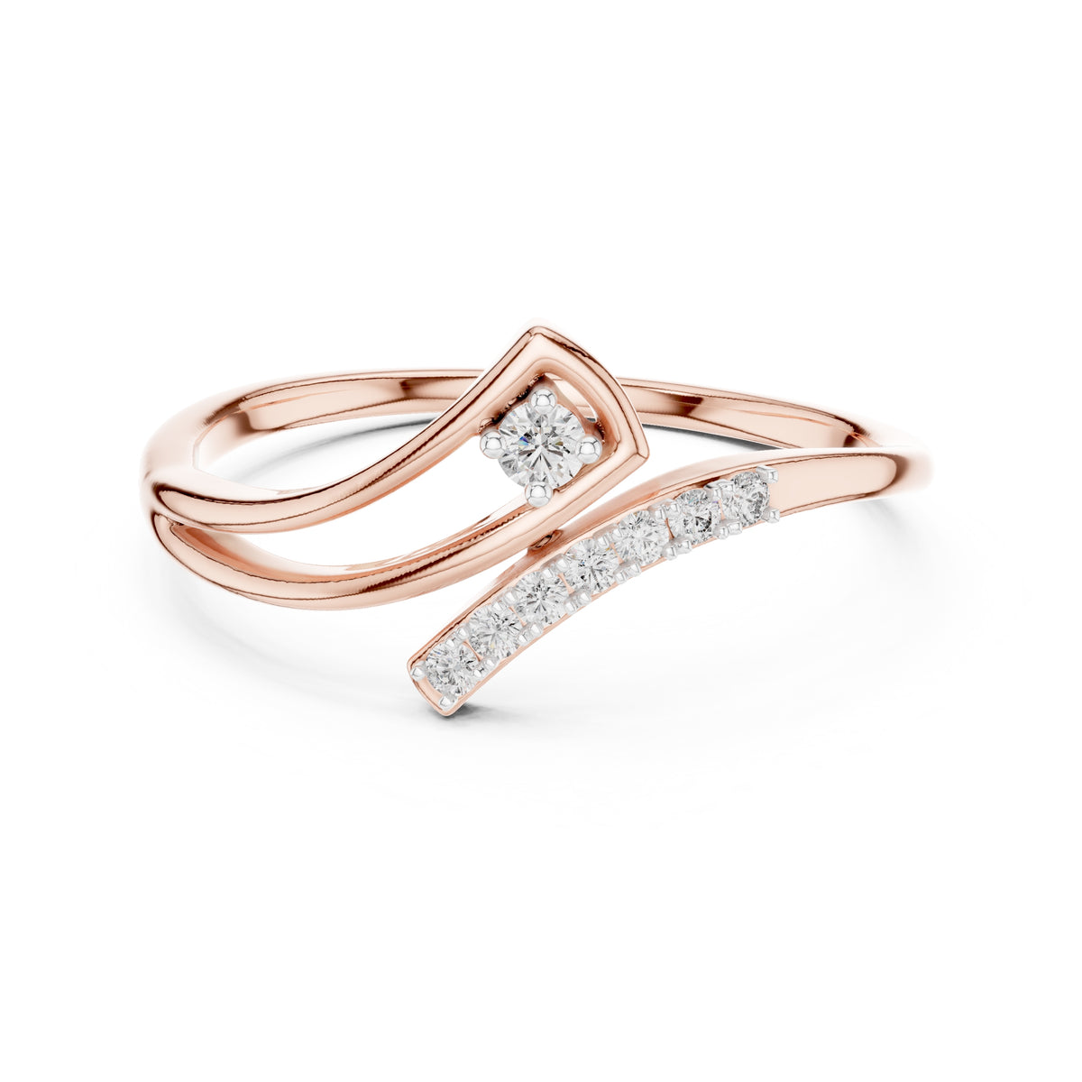 Geometric Swirl Accent Ring Rose Gold