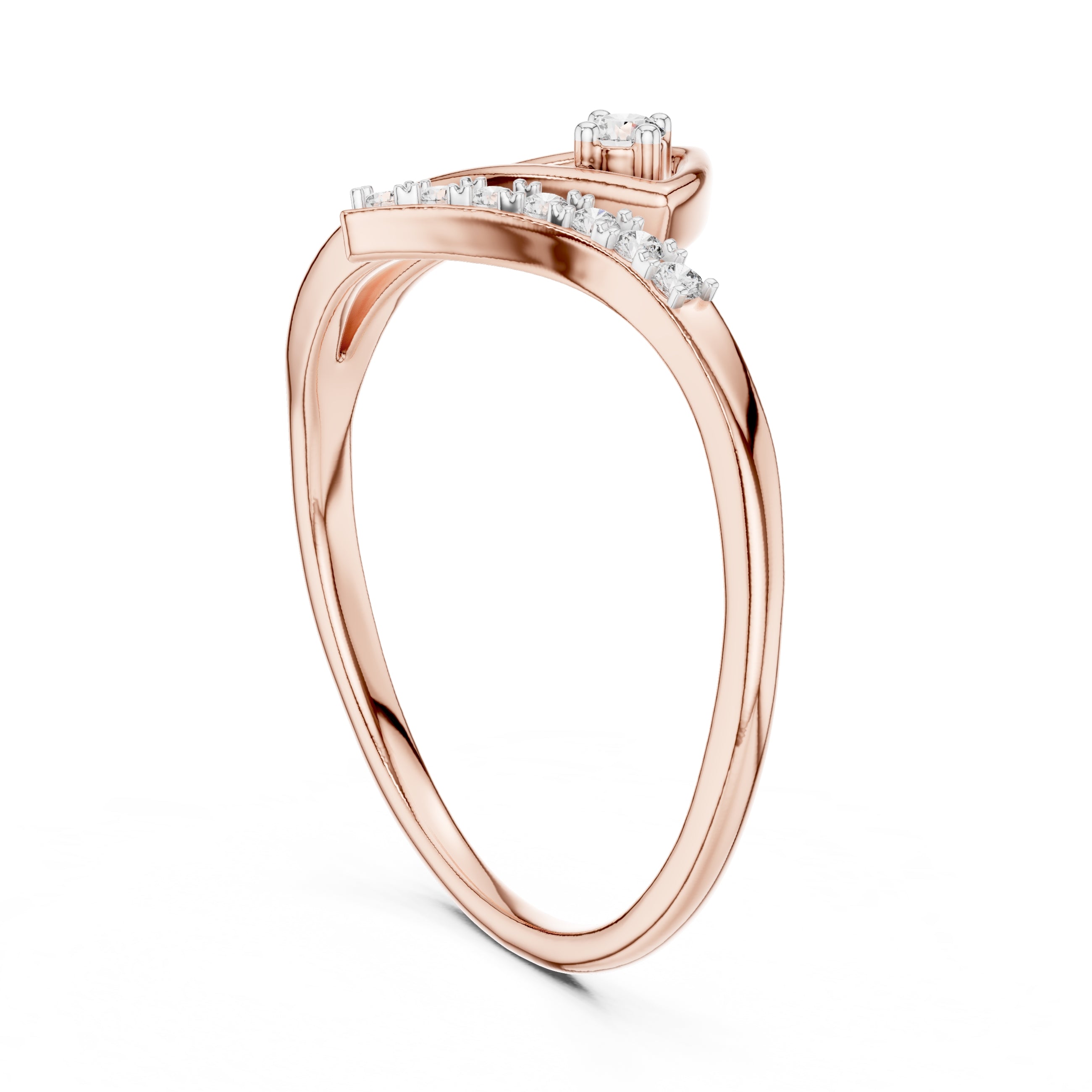 Geometric Swirl Accent Ring Rose Gold