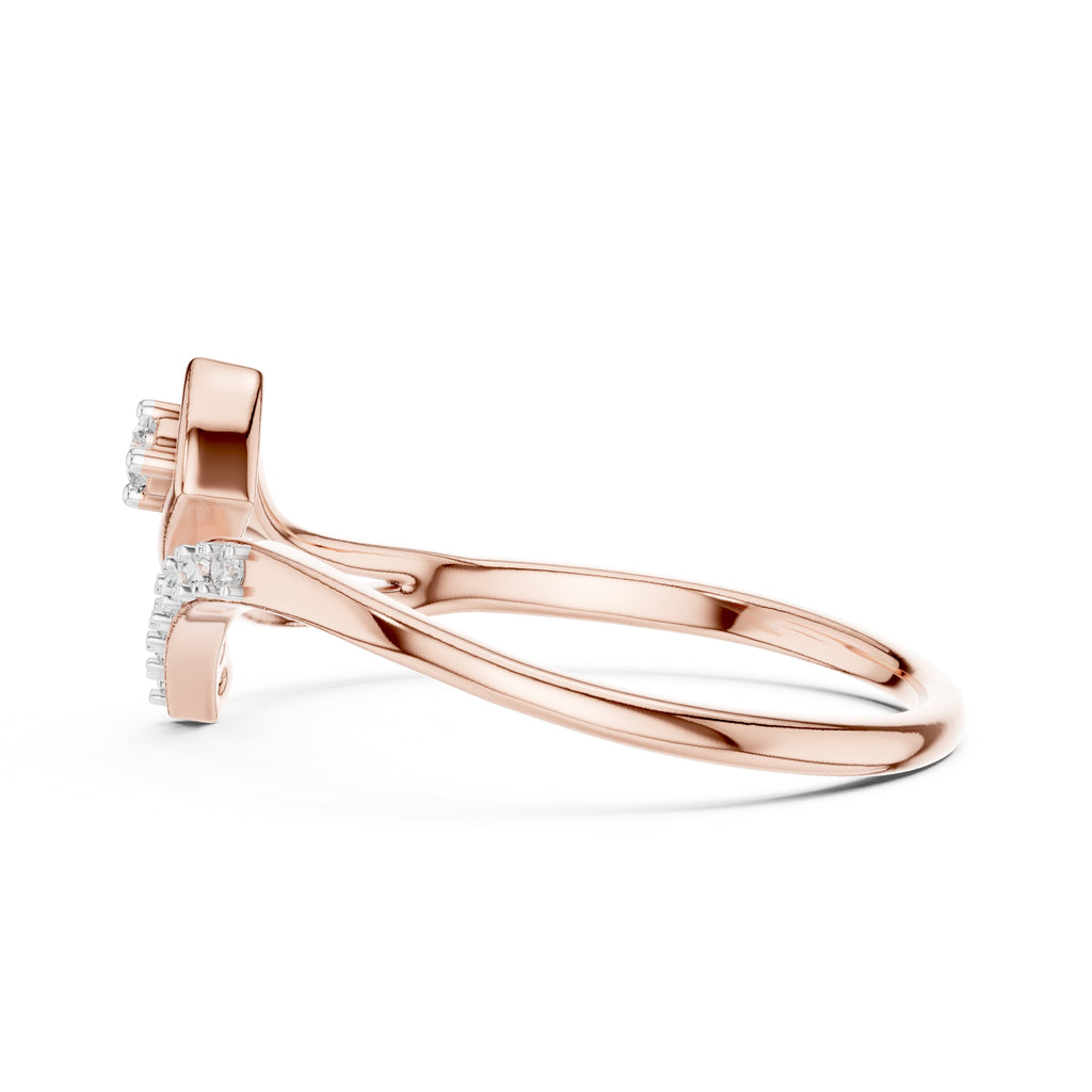 Geometric Swirl Accent Ring Rose Gold
