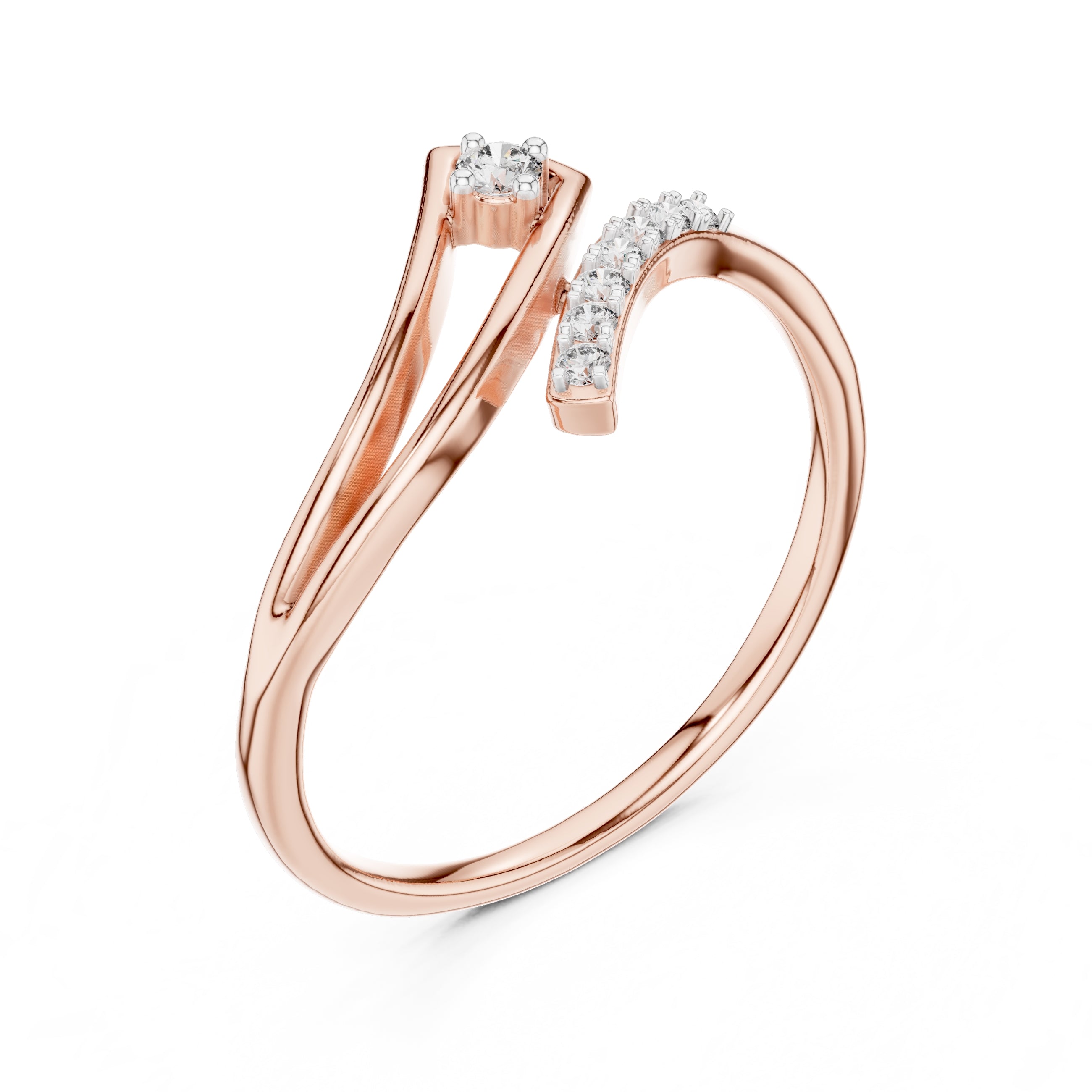 Geometric Swirl Accent Ring Rose Gold