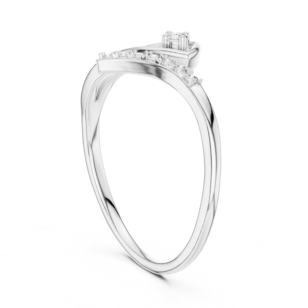 Geometric Swirl Accent Ring White Gold