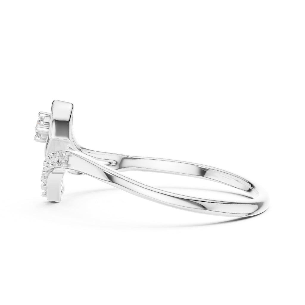 Geometric Swirl Accent Ring White Gold