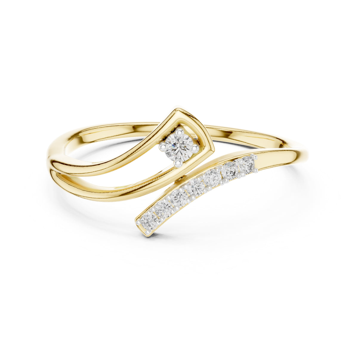 Geometric Swirl Accent Ring Yellow Gold