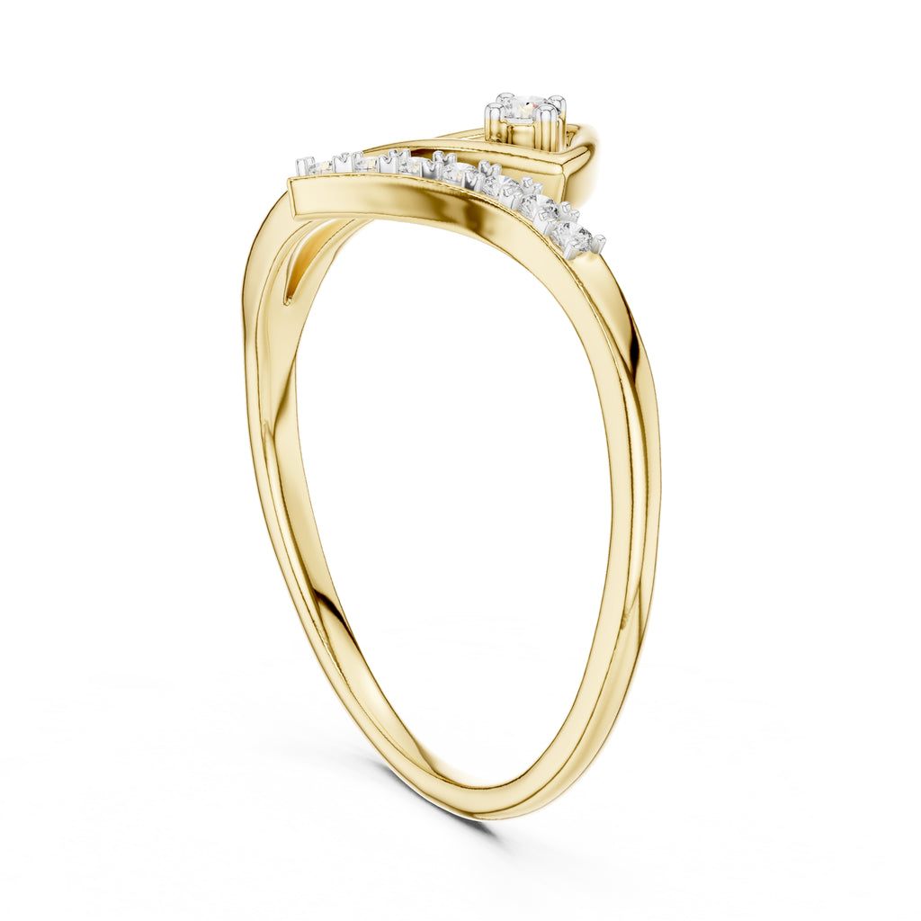 Geometric Swirl Accent Ring Yellow Gold