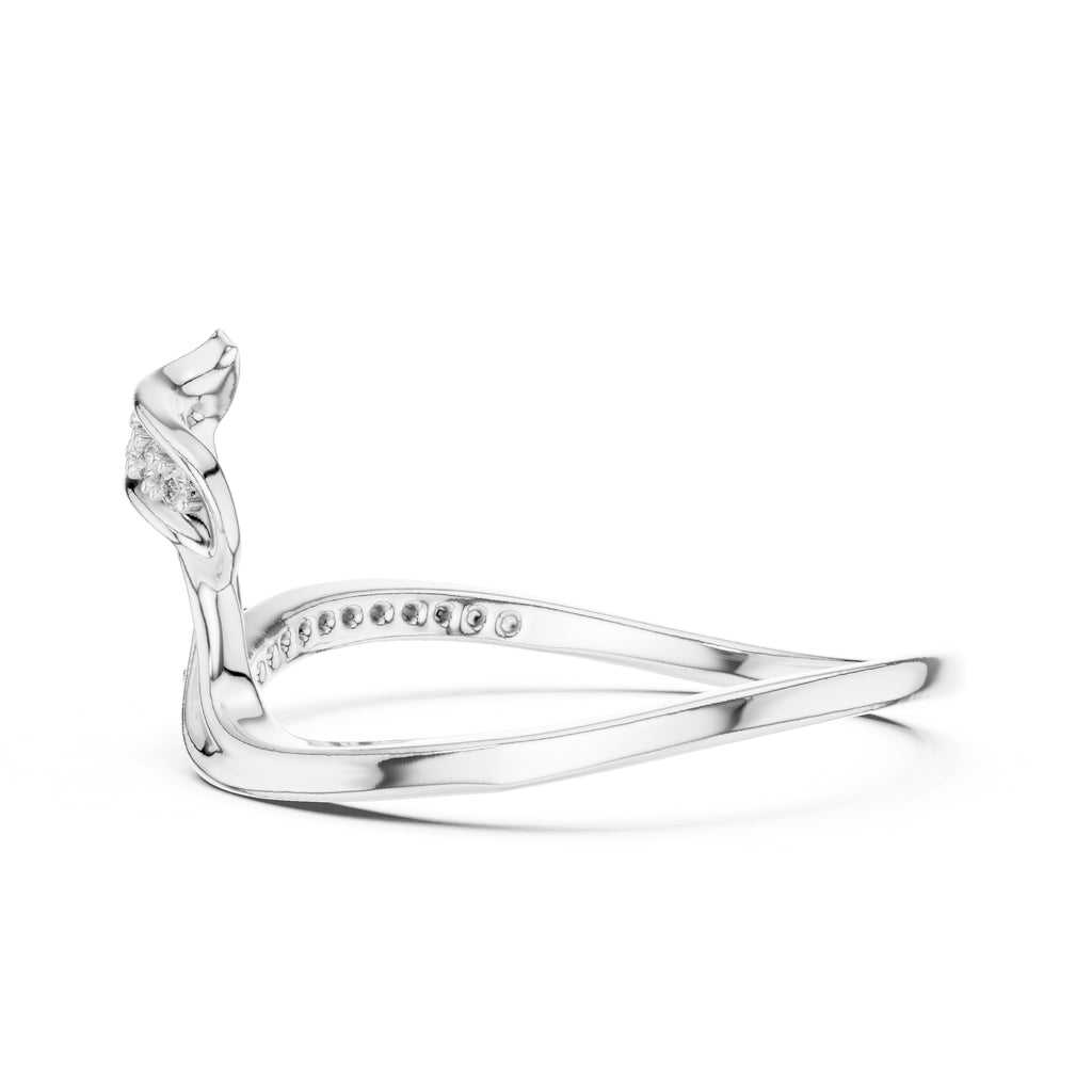 Asymmetric Leaf-Inspired Pavé Ring White Gold