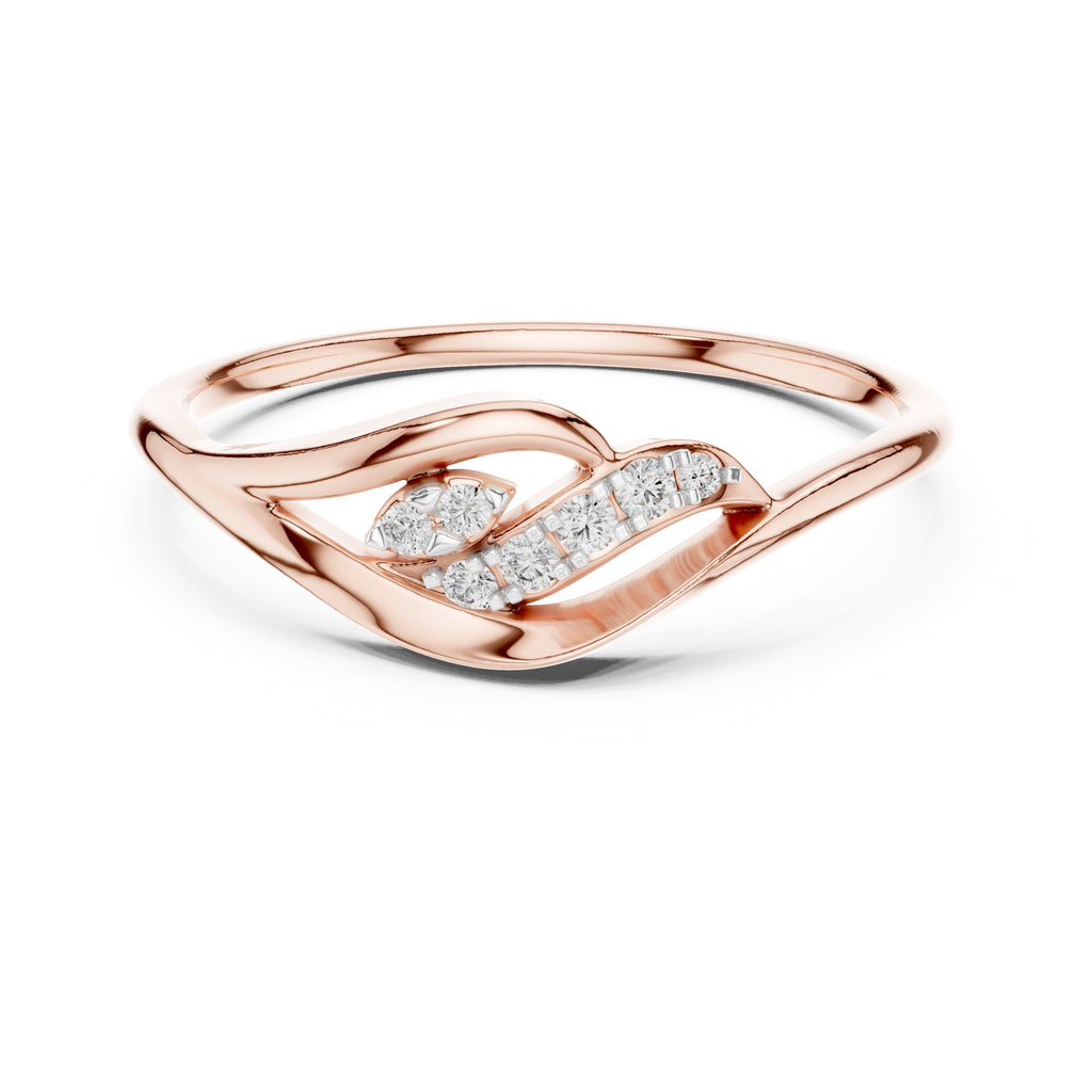 Fluid Leaf Accent Ring Rose Gold