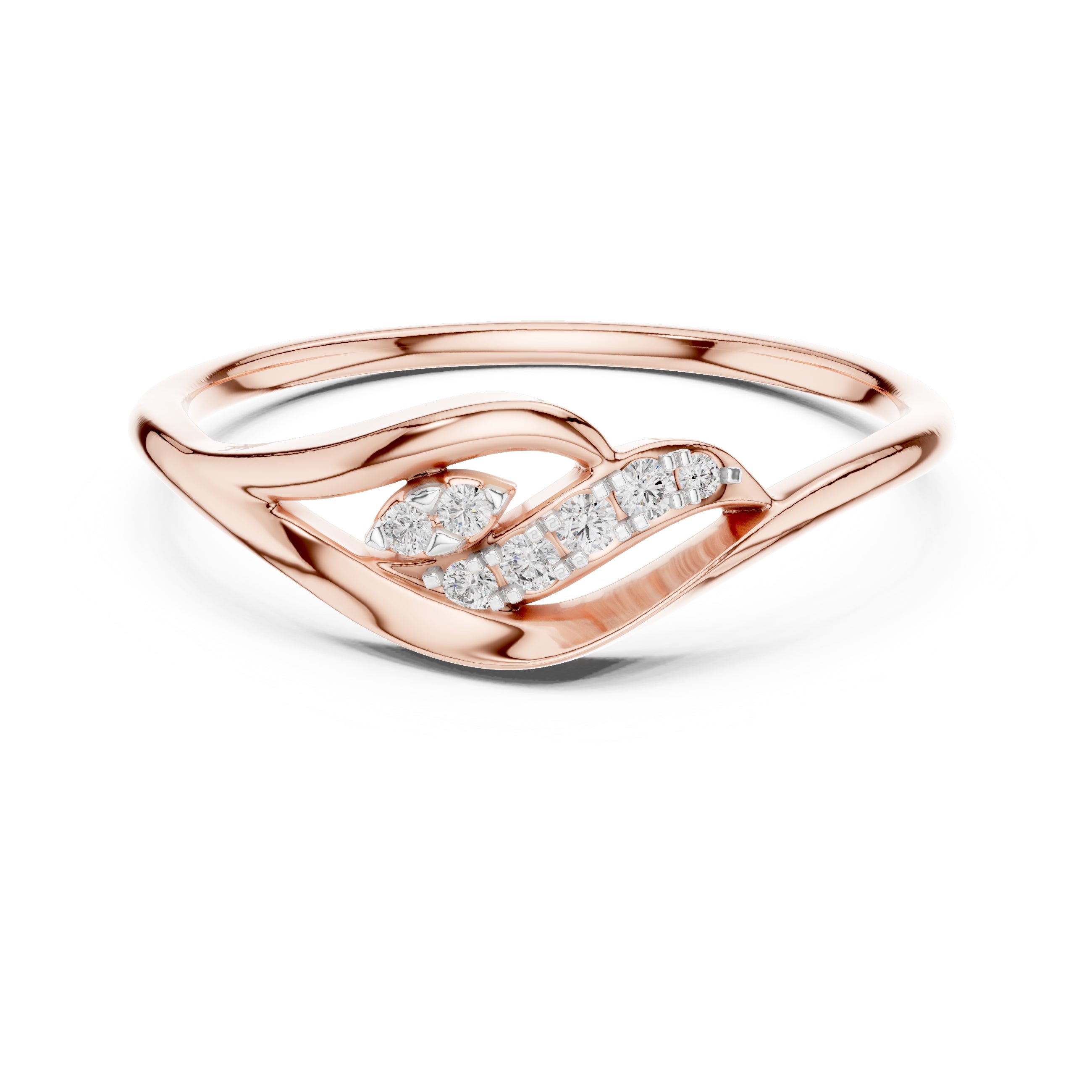 Fluid Leaf Accent Ring Rose Gold