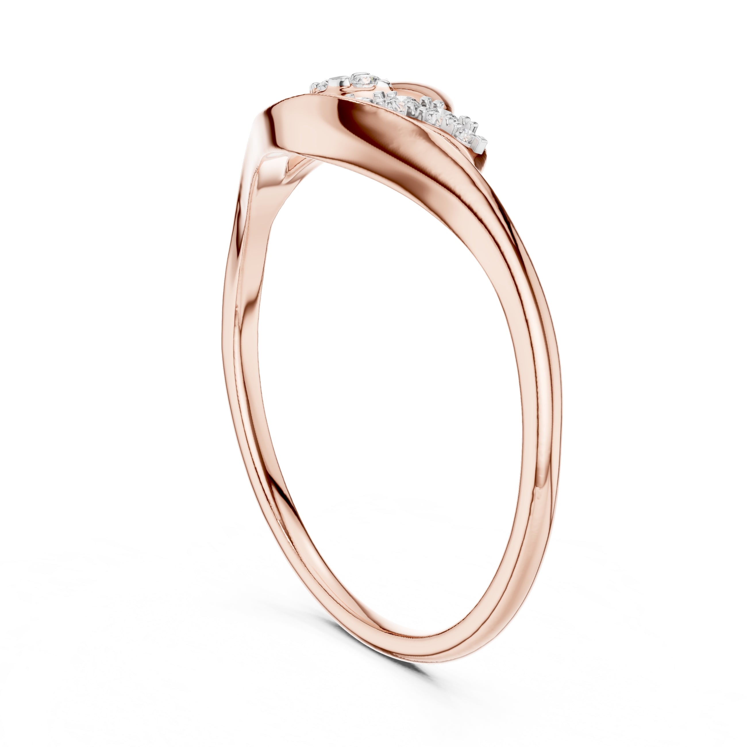 Fluid Leaf Accent Ring Rose Gold