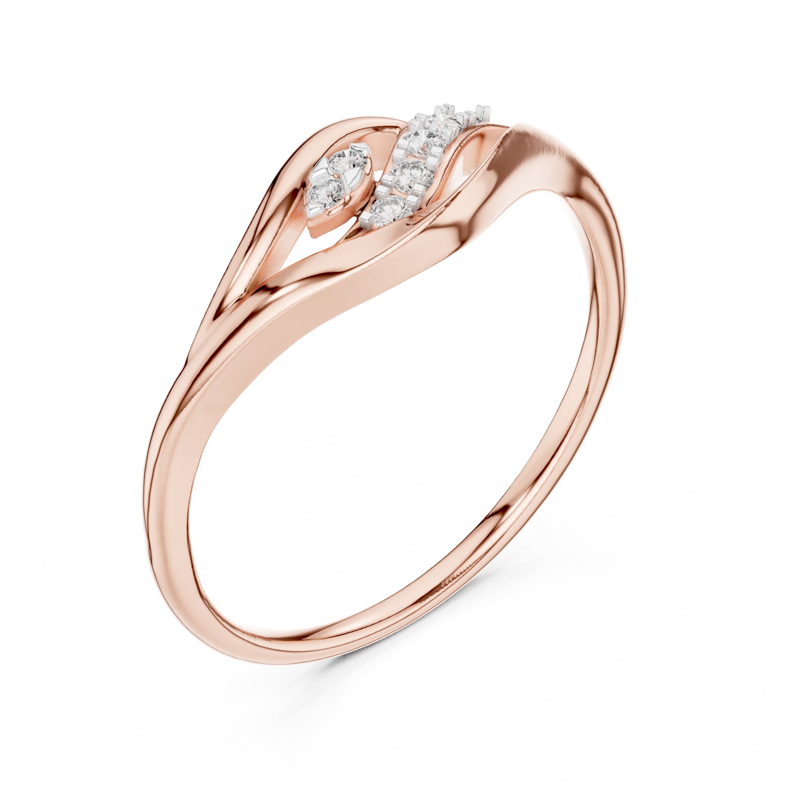 Fluid Leaf Accent Ring Rose Gold