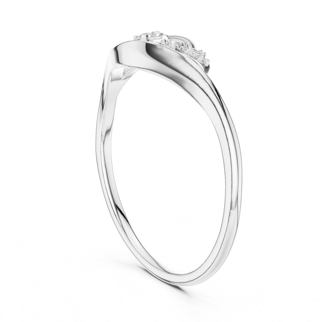 Fluid Leaf Accent Ring White Gold