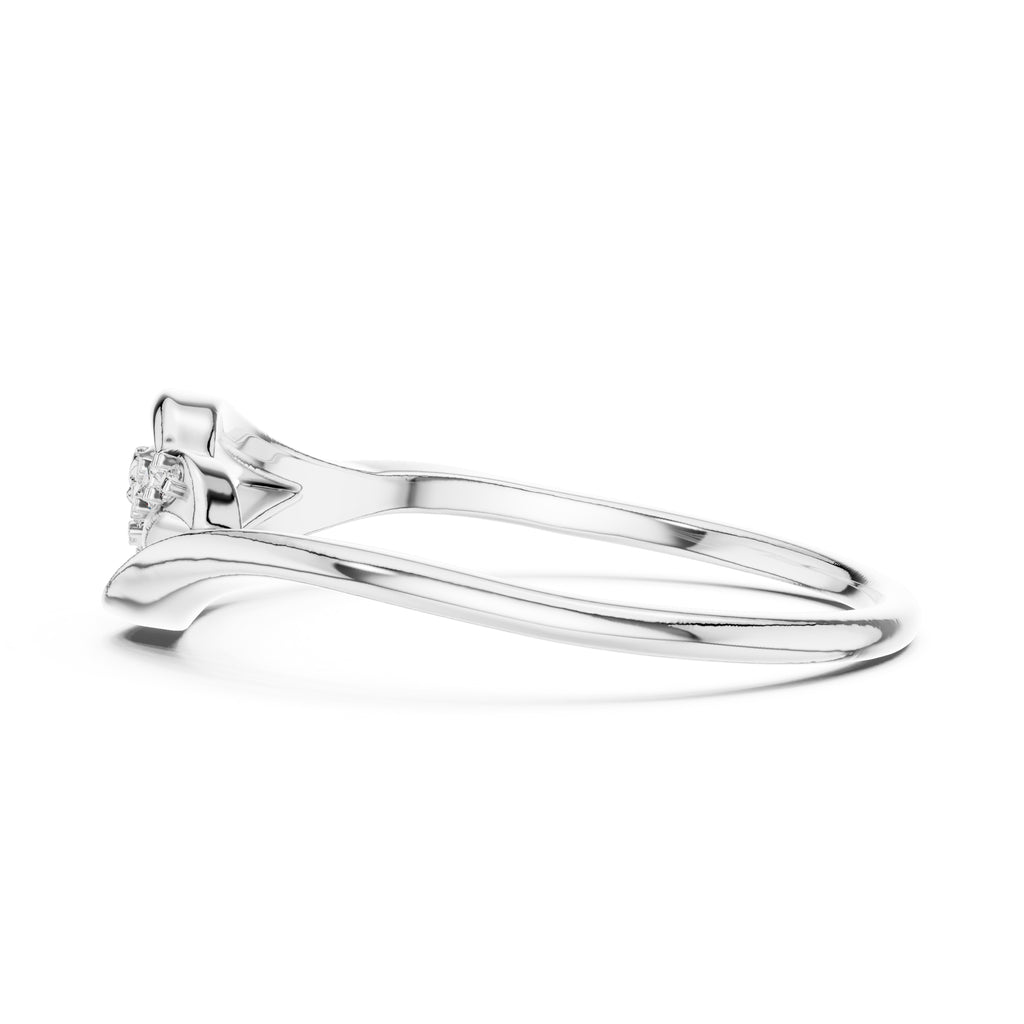 Fluid Leaf Accent Ring White Gold