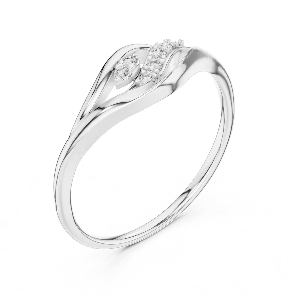 Fluid Leaf Accent Ring White Gold