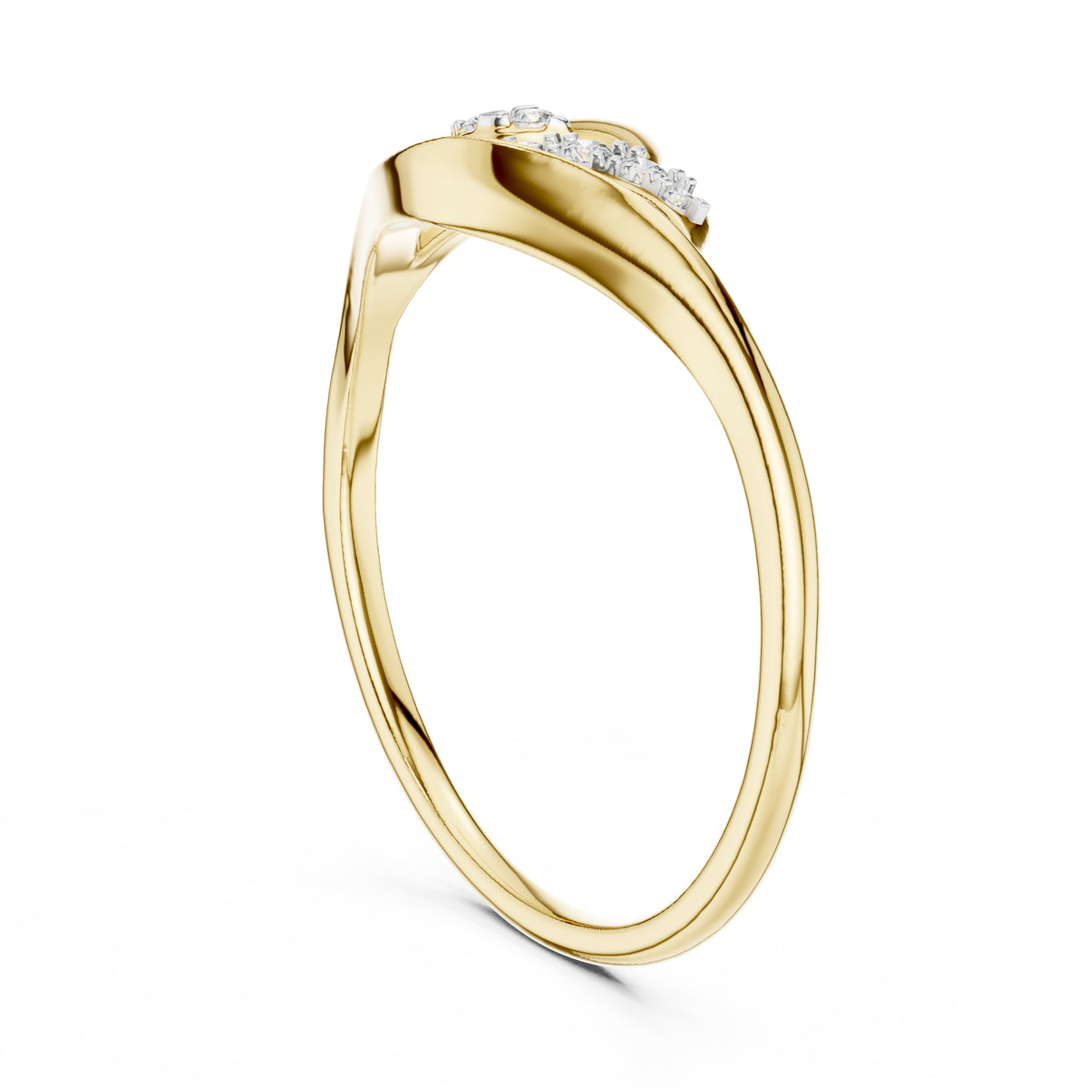 Fluid Leaf Accent Ring Yellow Gold