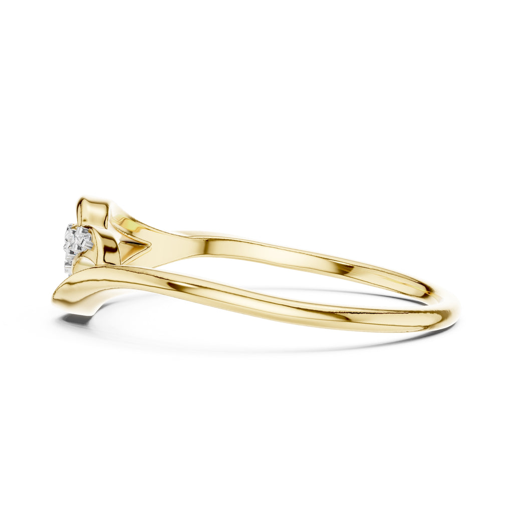Fluid Leaf Accent Ring Yellow Gold