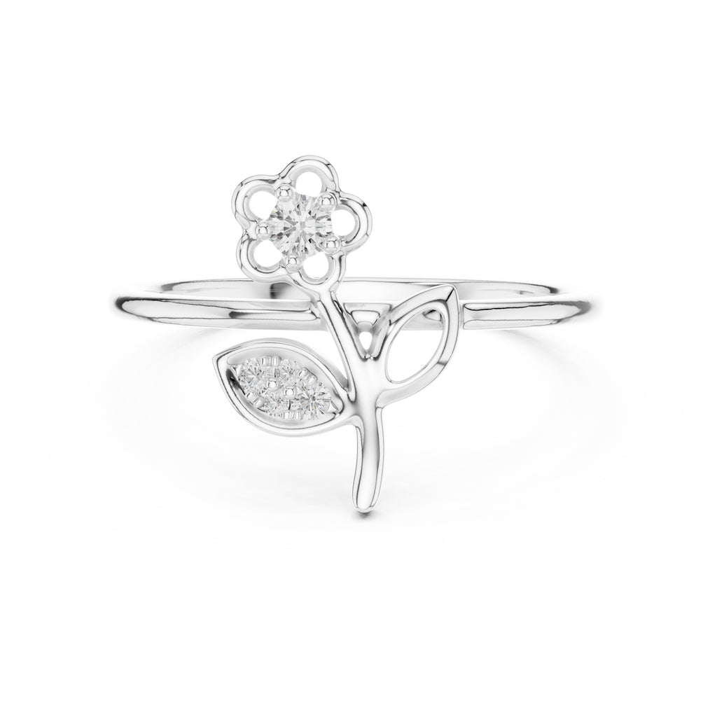 Blooming Blossom Minimalist Ring White Gold