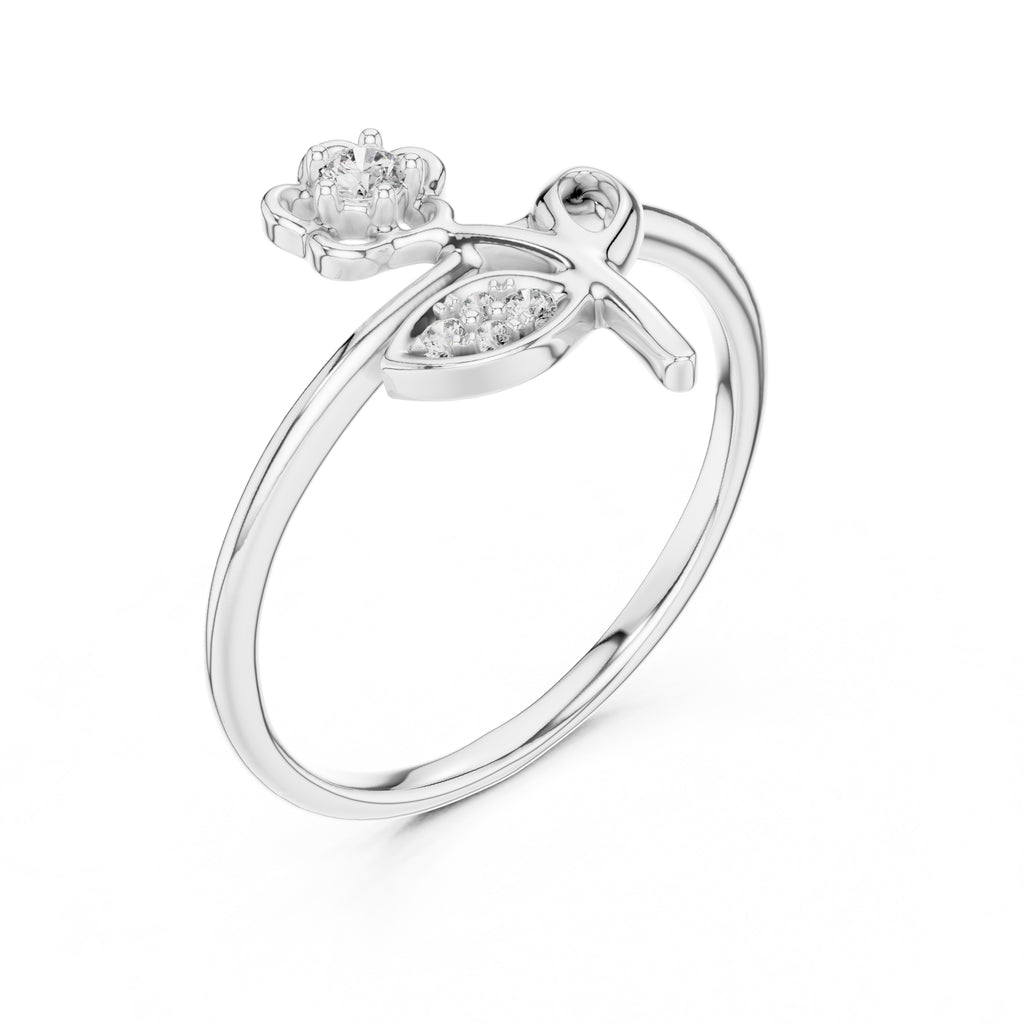 Blooming Blossom Minimalist Ring White Gold