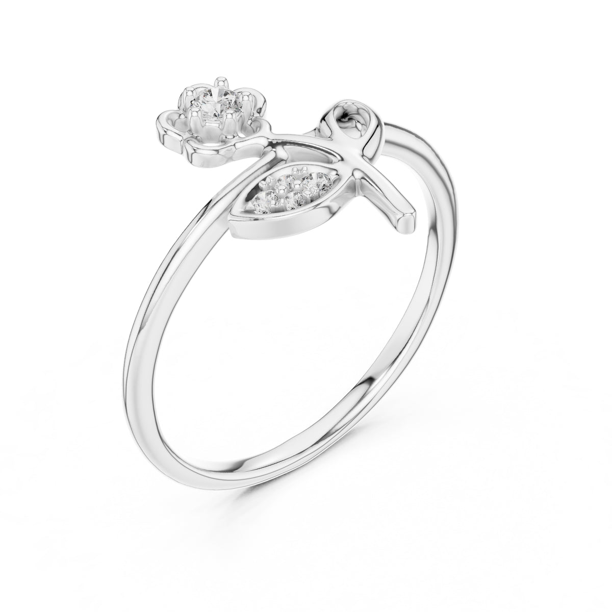 Blooming Blossom Minimalist Ring White Gold